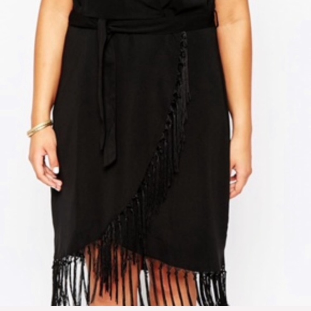 NWT Asos Curve Fringe Hem Wrap Dress - Picture 2 of 8